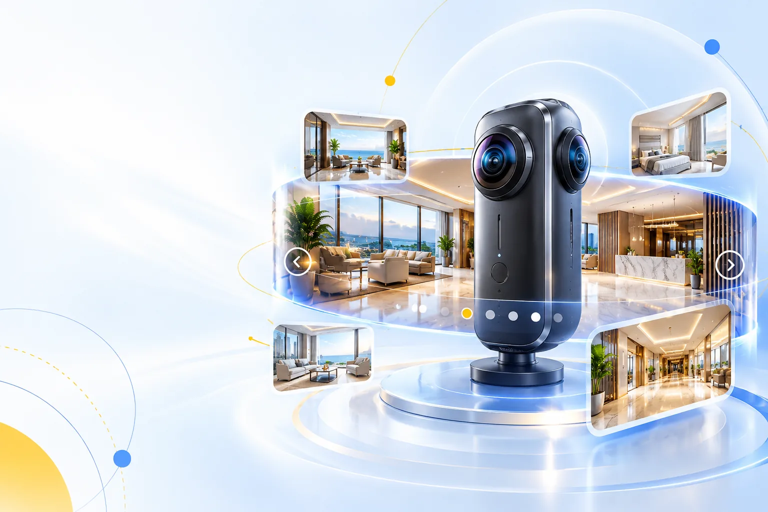 360-degree camera and immersive property tour illustration